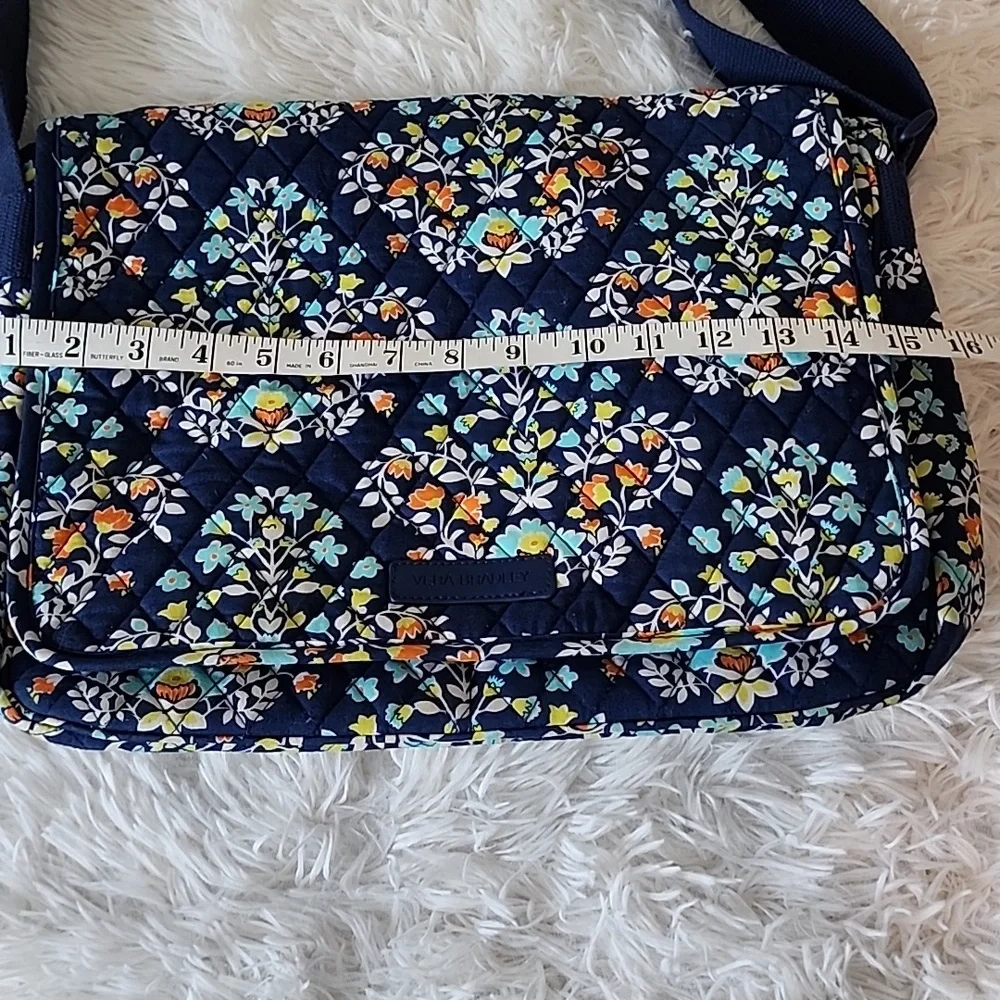 Vera Bradley Navy and Floral Crossbody  Laptop Bag